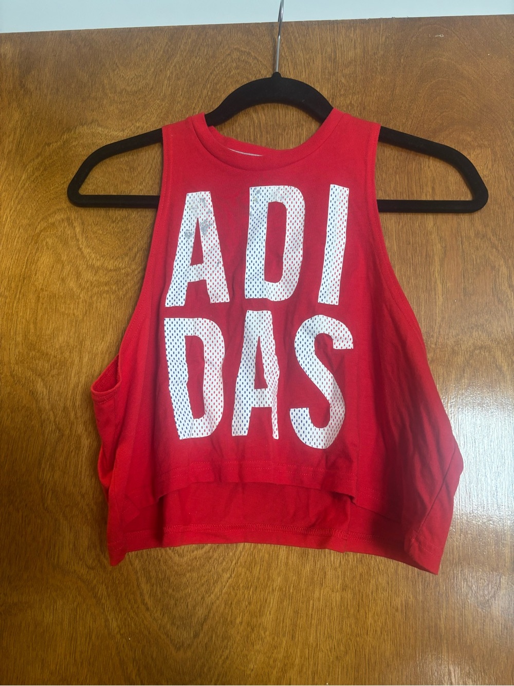 adidas Red Performance Tee with Logo Print